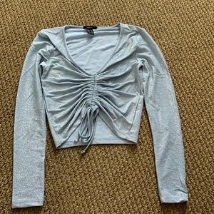 Light blue sparkly pull tie long sleeve size medium forever 21